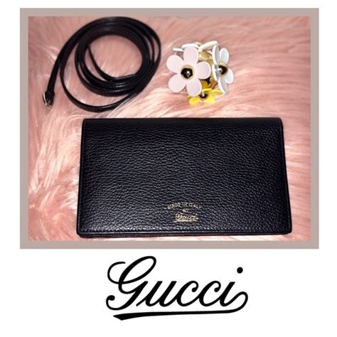 gucci swing leather wristlet black|Gucci Swing Leather Wallet with Strap, Black .